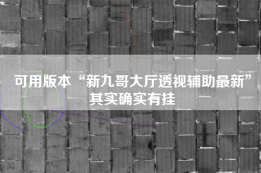 可用版本“新九哥大厅透视辅助最新	”其实确实有挂
