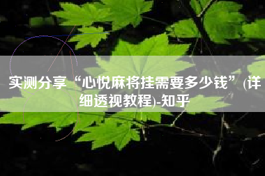 实测分享“心悦麻将挂需要多少钱	”(详细透视教程)-知乎