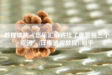 教程辅助“悠乐汇麻将挂了要警惕三个原因”(详细透视教程)-知乎