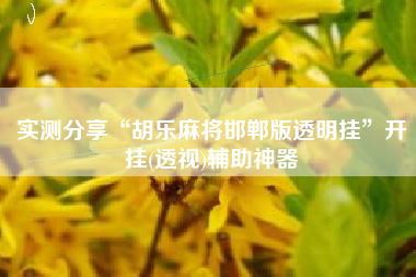 实测分享“胡乐麻将邯郸版透明挂”开挂(透视)辅助神器