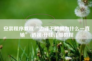 安装程序教程“边锋干瞪眼为什么一直输”(透视)开挂详细教程