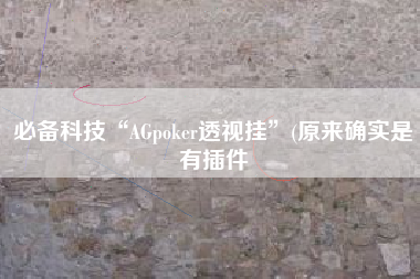 必备科技“AGpoker透视挂	”(原来确实是有插件