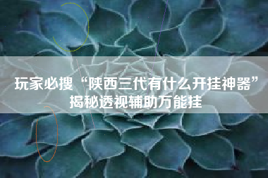 玩家必搜“陕西三代有什么开挂神器”揭秘透视辅助万能挂