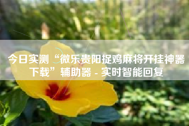 今日实测“微乐贵阳捉鸡麻将开挂神器下载”辅助器 - 实时智能回复