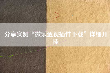 分享实测“微乐透视插件下载”详细开挂