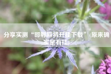 分享实测“邯郸麻将开挂下载”(原来确实是有挂)