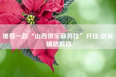 推荐一款“山西微乐麻将挂”开挂(透视)辅助教程