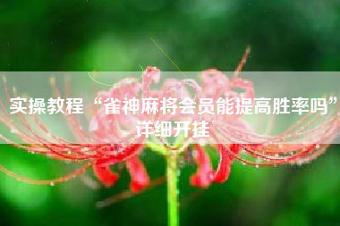 实操教程“雀神麻将会员能提高胜率吗”详细开挂