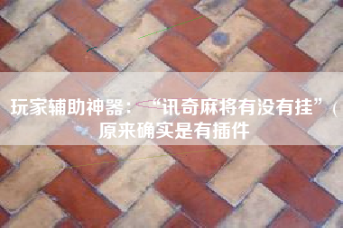 玩家辅助神器：“讯奇麻将有没有挂	”(原来确实是有插件