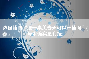 教程辅助“凑一桌关春天可以开挂吗”(原来确实是有挂)