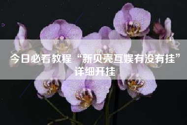 今日必看教程“新贝壳互娱有没有挂	”详细开挂