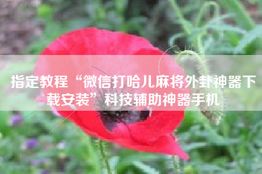 指定教程“微信打哈儿麻将外卦神器下载安装	”科技辅助神器手机