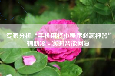 专家分析“手机麻将小程序必赢神器”辅助器 - 实时智能回复