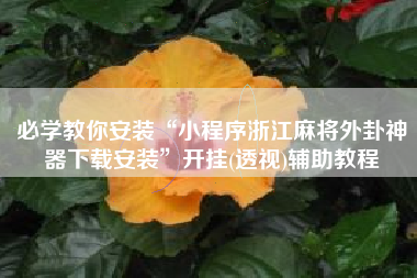 必学教你安装“小程序浙江麻将外卦神器下载安装	”开挂(透视)辅助教程