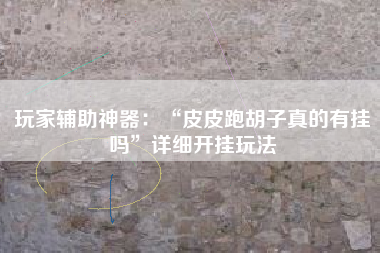 玩家辅助神器：“皮皮跑胡子真的有挂吗	”详细开挂玩法