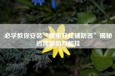 必学教你安装“掼蛋开挂辅助器	”揭秘透视辅助万能挂