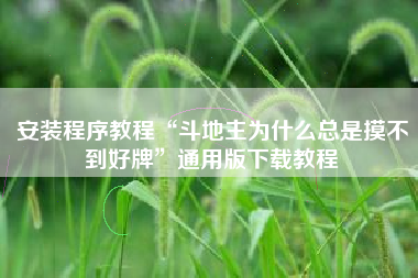 安装程序教程“斗地主为什么总是摸不到好牌	”通用版下载教程