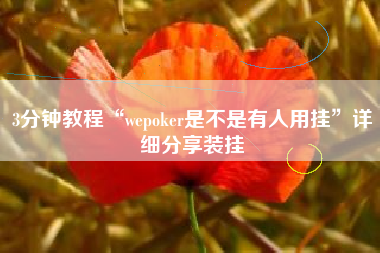 3分钟教程“wepoker是不是有人用挂”详细分享装挂