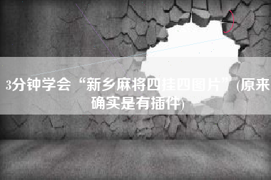 3分钟学会“新乡麻将四挂四图片”(原来确实是有插件)