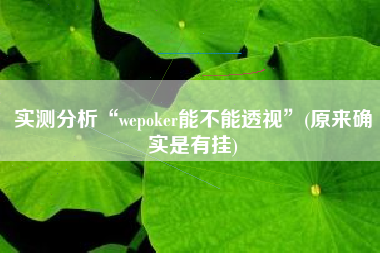 实测分析“wepoker能不能透视	”(原来确实是有挂)