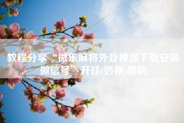 教程分享“微乐麻将外卦神器下载安装微信号	”开挂(透视)辅助