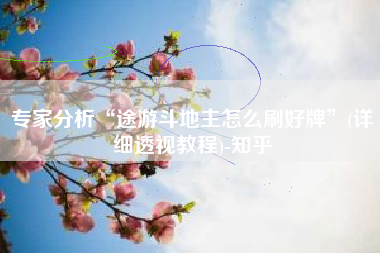 专家分析“途游斗地主怎么刷好牌	”(详细透视教程)-知乎