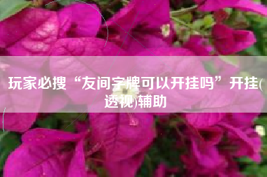 玩家必搜“友间字牌可以开挂吗	”开挂(透视)辅助