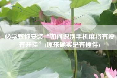 必学教你安装“如何识别手机麻将有没有开挂”(原来确实是有插件)