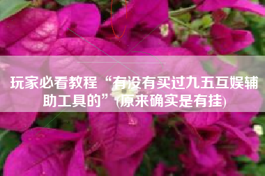 玩家必看教程“有没有买过九五互娱辅助工具的	”(原来确实是有挂)