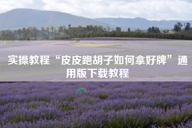 实操教程“皮皮跑胡子如何拿好牌	”通用版下载教程