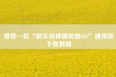 推荐一款“微乐透视辅助器IOS”通用版下载教程