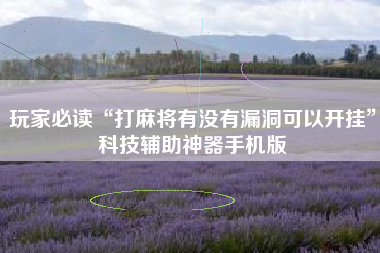 玩家必读“打麻将有没有漏洞可以开挂”科技辅助神器手机版