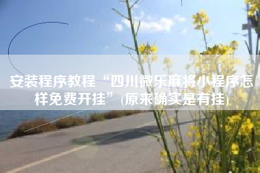 安装程序教程“四川微乐麻将小程序怎样免费开挂	”(原来确实是有挂)