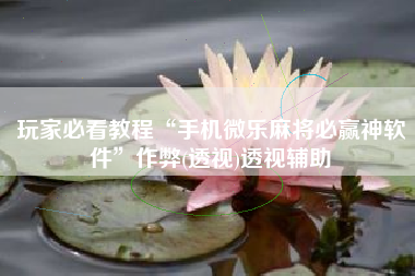 玩家必看教程“手机微乐麻将必赢神软件	”作弊(透视)透视辅助