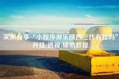 实测分享“小程序微乐陕西三代有挂吗”开挂(透视)辅助教程