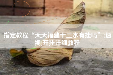 指定教程“天天福建十三水有挂吗”(透视)开挂详细教程