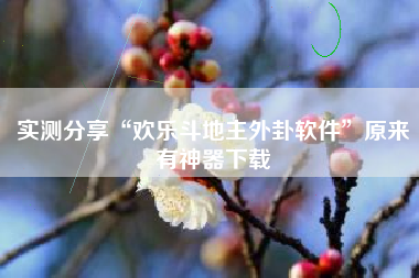 实测分享“欢乐斗地主外卦软件”原来有神器下载