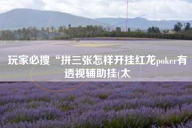 玩家必搜“拼三张怎样开挂红龙poker有透视辅助挂(太