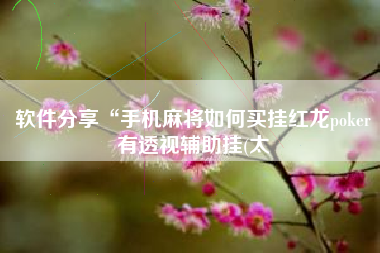 软件分享“手机麻将如何买挂红龙poker有透视辅助挂(太