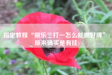 指定教程“微乐三打一怎么能抓好牌”(原来确实是有挂)