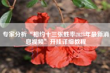 专家分析“相约十三张胜率2023年最新消息视频	”开挂详细教程