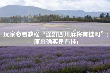 玩家必看教程“途游四川麻将有挂吗	”(原来确实是有挂)