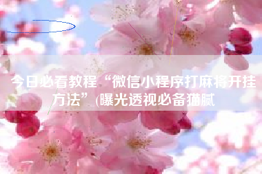 今日必看教程“微信小程序打麻将开挂方法”(曝光透视必备猫腻