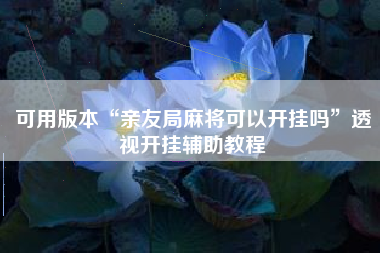 可用版本“亲友局麻将可以开挂吗	”透视开挂辅助教程