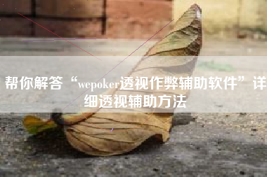 帮你解答“wepoker透视作弊辅助软件”详细透视辅助方法