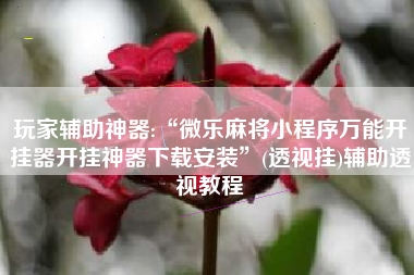 玩家辅助神器:“微乐麻将小程序万能开挂器开挂神器下载安装”(透视挂)辅助透视教程