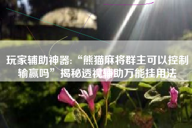 玩家辅助神器:“熊猫麻将群主可以控制输赢吗	”揭秘透视辅助万能挂用法