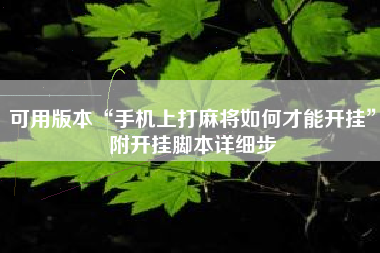 可用版本“手机上打麻将如何才能开挂”附开挂脚本详细步