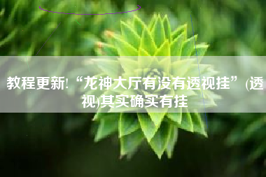 教程更新!“龙神大厅有没有透视挂	”(透视)其实确实有挂